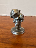 Avon Fine Pewter Teddy Bear 3” Figurine “Report Card Day” Flowers 1994 Statue