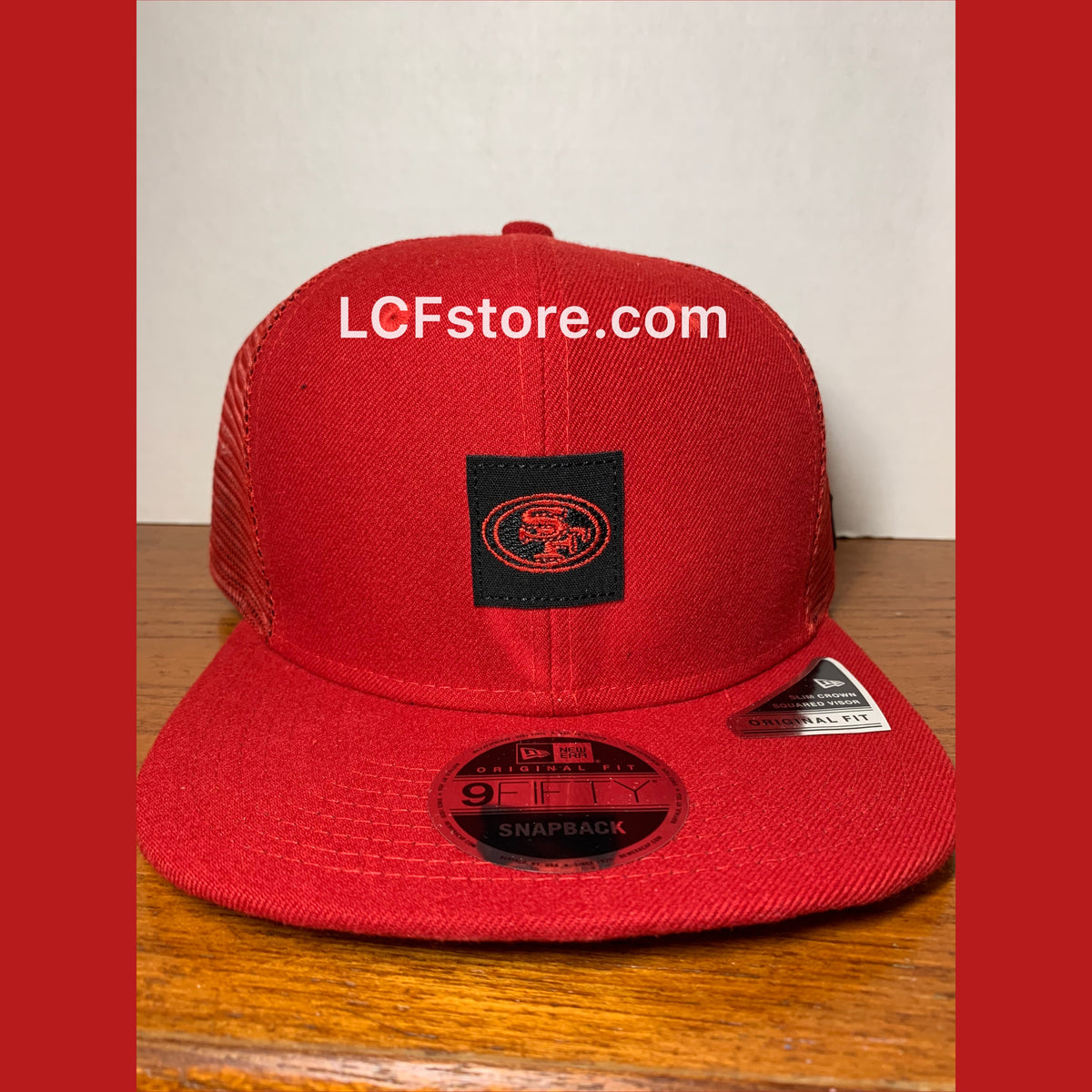 New Era scarlet San Francisco 49ers Shanahan square trucker