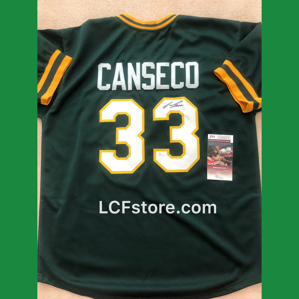 Jose Canseco Signed Autographed Oakland A's Custom Jersey 