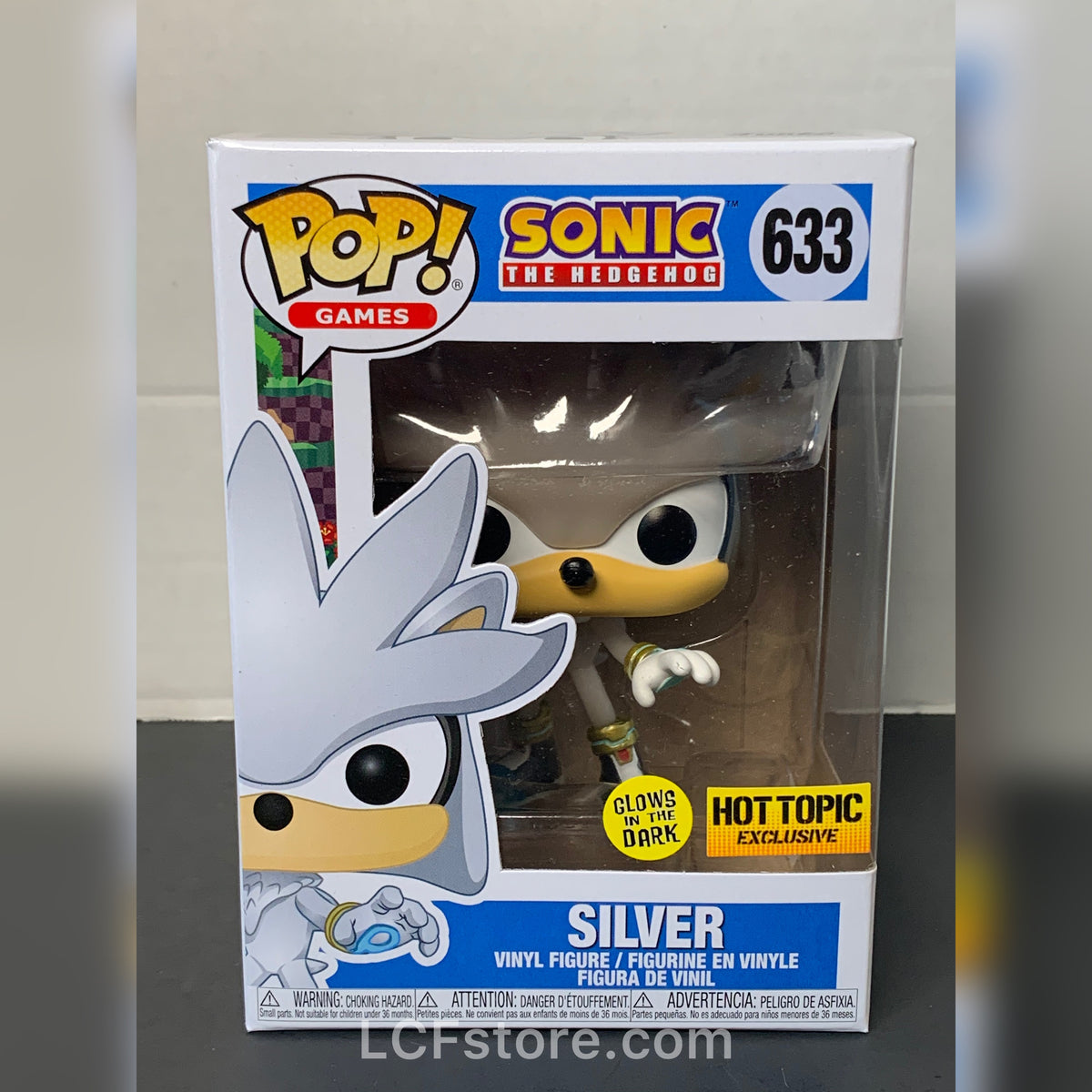 FUNKO POP! SONIC THE HEDGEHOG SILVER #633 NEW EXCLUSIVE GLOW IN THE DA –