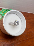 1.5 CT Round Moissanite Ring Size 6 Silver Plated Engagement Ring w/ Gift Box