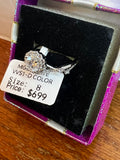 Approx 1.0 CT Round Moissanite Halo Ring Size 8 VVS1 D Color Silver Tone