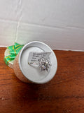 1.2 CT Moissanite Floral Cluster Ring Size 10 Round Cut Silver Tone w/ Gift Box