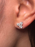 S925 Moissanite 3 Stone Cluster Stud Earrings 1.8 CTW GRA Certificate Box