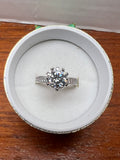 1.5 CT Round Moissanite Ring Size 6 Silver Plated Engagement Ring w/ Gift Box