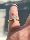 1.0 CT Oval Moissanite Ring Gold Plated Solitaire Engagement Promise Ring