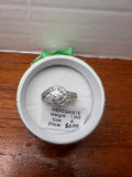 1.0 CT Round Moissanite Ring Size 6 Silver Tone Halo Split Band w/ Gift Box