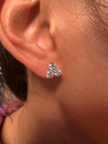 S925 Moissanite 3 Stone Cluster Stud Earrings 1.8 CTW GRA Certificate Box