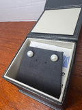 Costco 14K White Gold 7-7.5mm Cultured Freshwater Pearl Stud Earrings Box