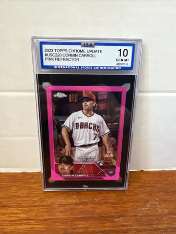 2023 Topps Chrome Update Corbin Carroll RC Rookie Debut Pink Refractor ISA 10