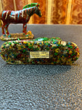 Handmade Gemstone Chip Horse Figurines Set of 2 Topaz Ruby Crystal Art Statues