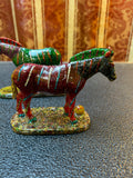 Handmade Gemstone Chip Horse Figurines Set of 2 Topaz Ruby Crystal Art Statues