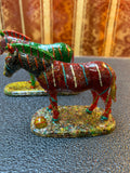 Handmade Gemstone Chip Horse Figurines Set of 2 Topaz Ruby Crystal Art Statues