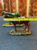 Handmade Gemstone Chip Horse Figurines Set of 2 Topaz Ruby Crystal Art Statues