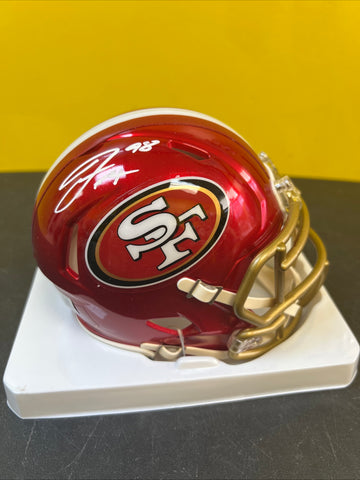 San Francisco 49ers Javon Hargrav Signed  Autographed Flash Mini Helmet  Beckett