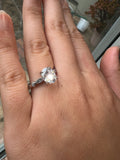 2.0 CT Oval Moissanite Ring Size 9 Silver Tone Engagement Promise Ring