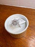 1.2 CT Moissanite Cluster Halo Ring Size 5 Silver Tone Engagement Statement Ring
