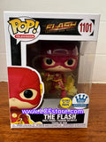 Funko Pop! #1101 The Flash Glows Funko Shop Exclusive DC w/ Protector *Vaulted*