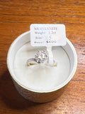 1.2 CT Round Moissanite Ring Size 5 Silver Tone Pave Engagement Promise Ring