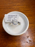 1.0 CT Oval Moissanite Halo Ring Size 9 Silver Tone Engagement Promise Ring