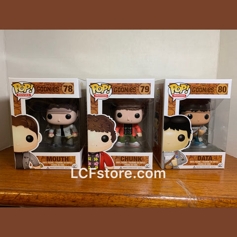 The Goonies Mouth, Chunk, and Data Funko POP set