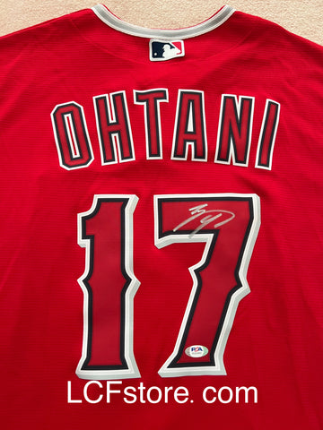 PSA/DNA Shohei Ohtani Los Angeles Angels Signed Red Authentic Nike Jersey