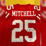 ELIJAH MITCHELL SIGNED AUTOGRAPHED Red PRO STYLE CUSTOM JERSEY