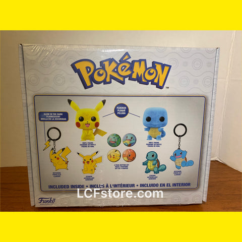 Flocked Pokémon Pikachu and Squirtle Gamestop Exclusive Funko POP set