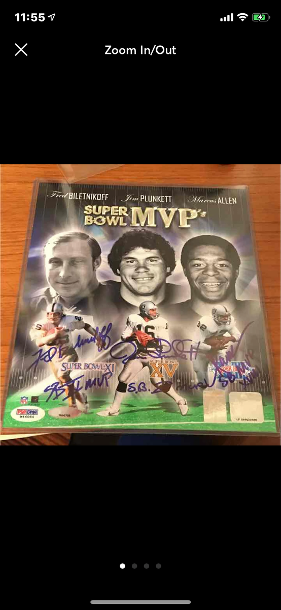 Oakland Raiders Super Bowl MVPs Autographed Mini Helmet - Biletnikoff,  Plunkett & Allen